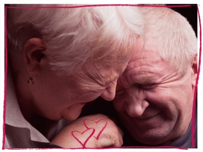 Older couple embracing